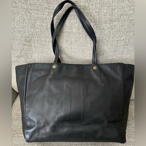 ✨FEED Help Feed the Children of the World Black 100% Leather Tote Shopper No. 1 - Picture 3 of 16